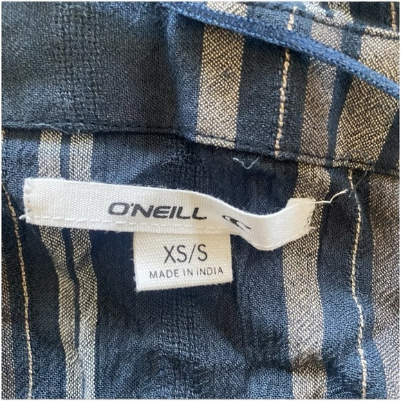 O'NEILL Cover Up Dress Black Brown Striped Hooded V-Neck Beach Pockets XS/S EUC - Picture 8 of 14